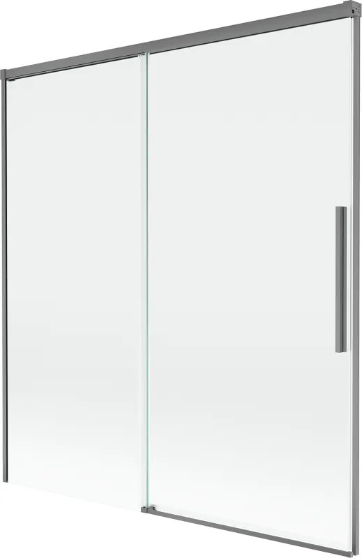 Mexen Rox, 2-krídlová posuvná vaňová zástena 150 x 150 cm, 8mm číre sklo, grafitový profil, 8C9-150-001-95-00