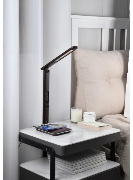Brilagi-LED Stmievateľná LED lampa REGINA s bezdrôtovým nabíjaním, 8,5 W, 230 V, hnedá