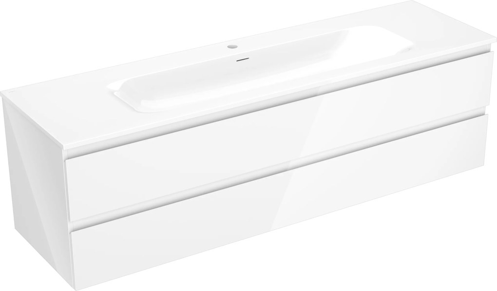 Mexen Orio 160 cm Kúpeľňová Skrinka s Umývadlom, 2 Zásuvky, Biely Lesk
