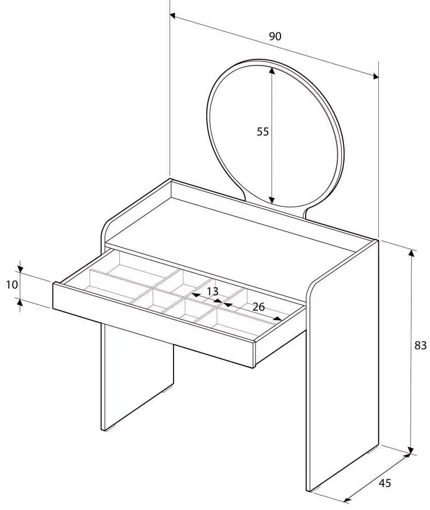 Kozmetický stol Mink 701