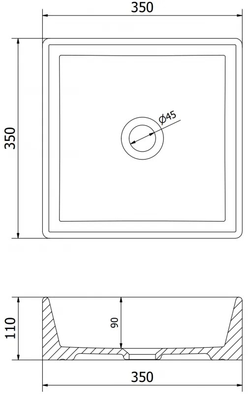Mexen Goya, umývadlo na dosku 35 x 35 cm, biela, 22183500
