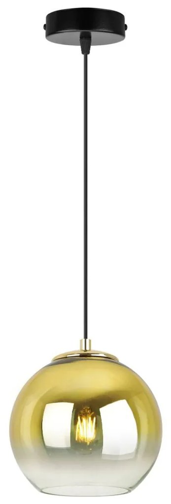Závesné svietidlo Bergen Gold, 1x zlaté/transparentné sklenené tienidlo (fi 15cm)