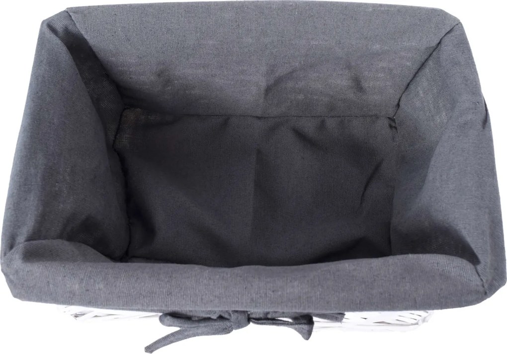 Prútený košík 30 x 20 x 15 cm - biely / šedý