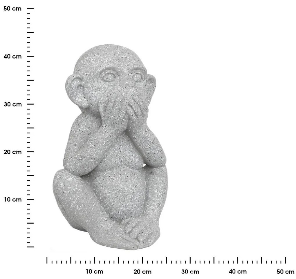 Záhradná figúrka z magnézia Moneky1, 41 cm, sivá