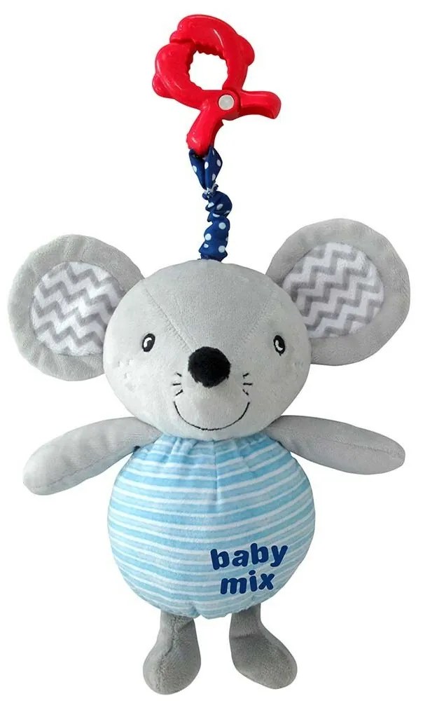 Baby Mix Detská plyšová hračka s hracím strojkem aklipom Myška, 24 cm