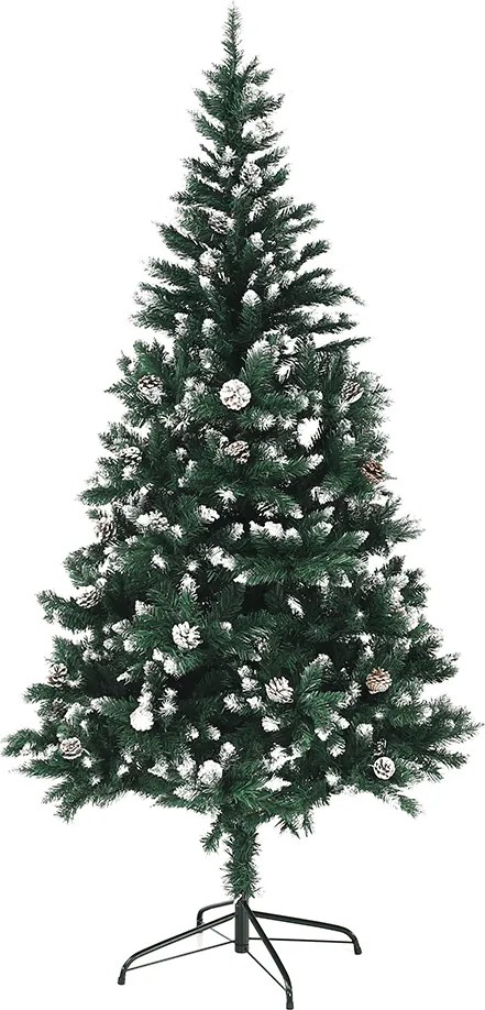 Vianočný stromček so šiškami, posnežený, 180 cm, CHRISTMAS TYP 4
