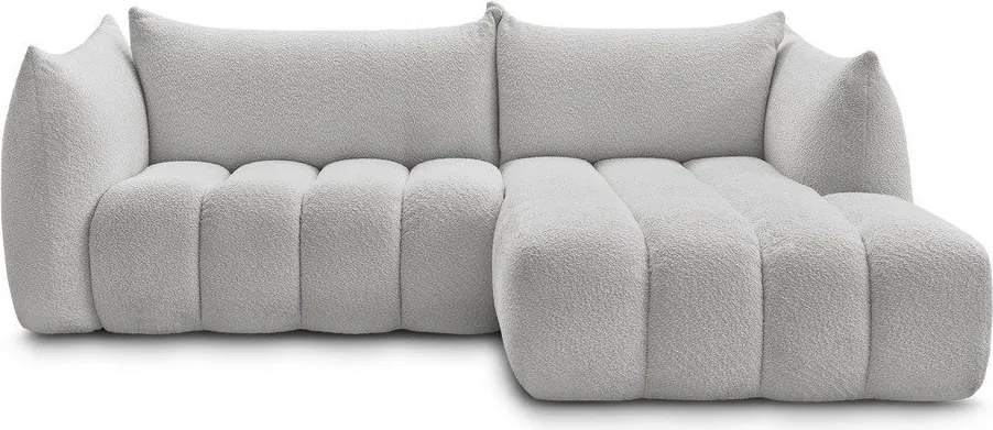 Svetlosivá rohová pohovka z textílie buklé (pravý roh/s leňoškou) Azra – Bobochic Paris