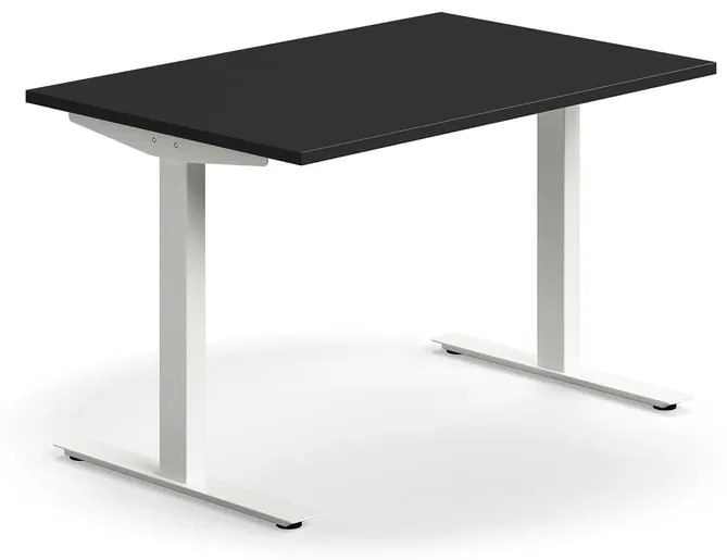 Kancelársky stôl QBUS, rovný, 1200x800 mm, T-rám, biely rám, čierna