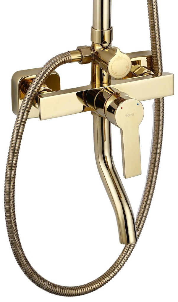 Rea Argus, sprchový set s vaňovou výlevkou, zlatá lesklá, REA-P7840