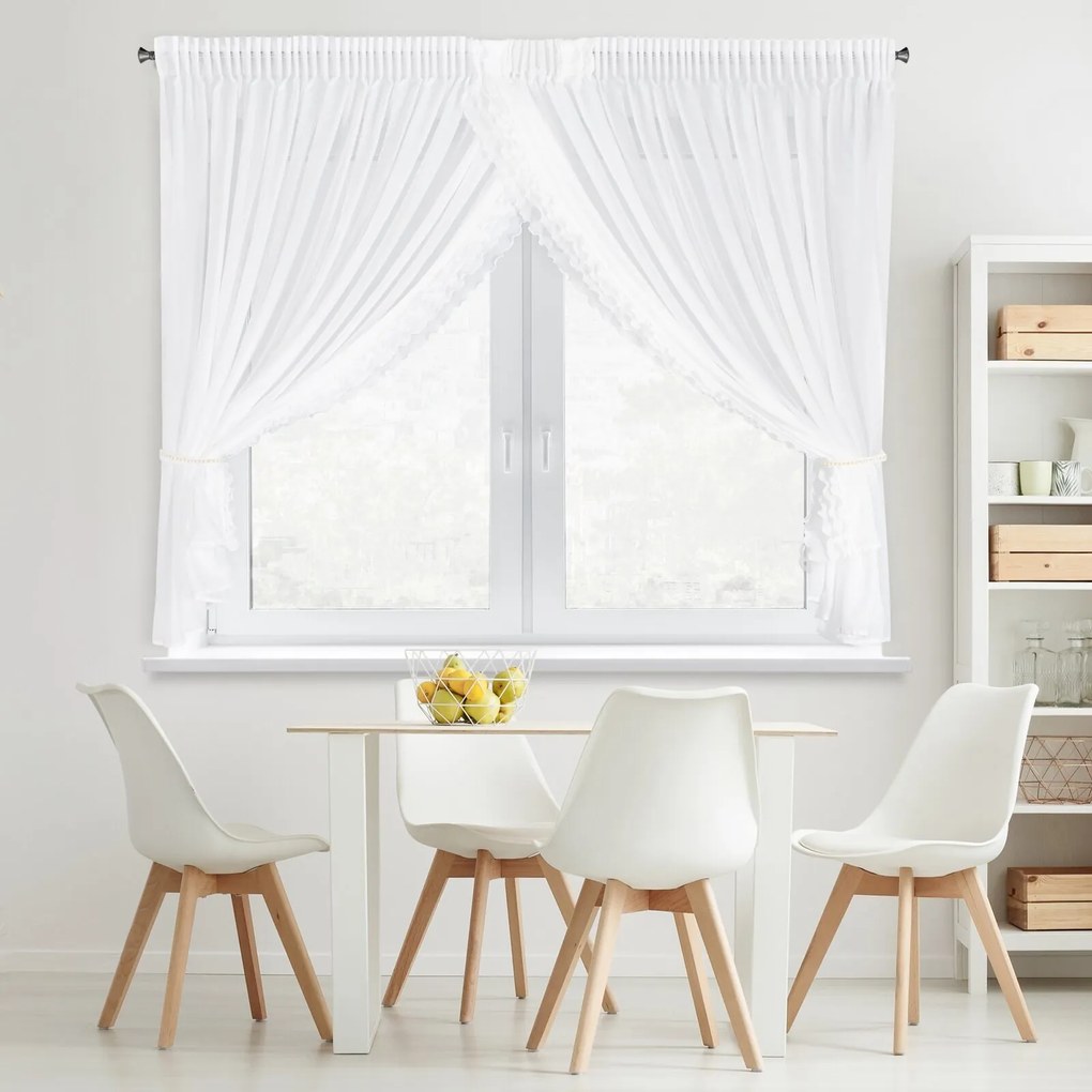 ZÁCLONA NA PÁSKE LUISA 400X160 CM BIELA