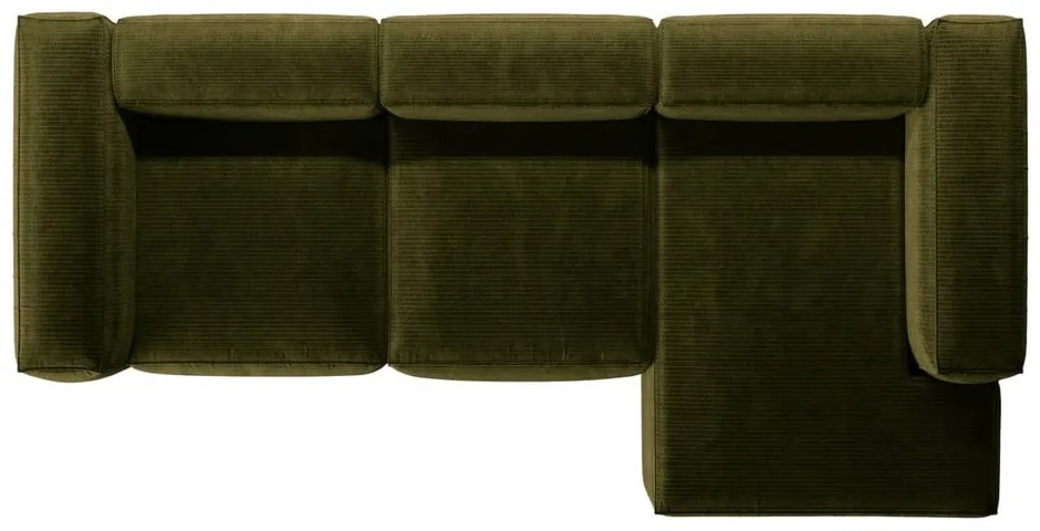 Zelená menčestrová rohová pohovka (pravý roh/s leňoškou) Bergamo – Cosmopolitan Design