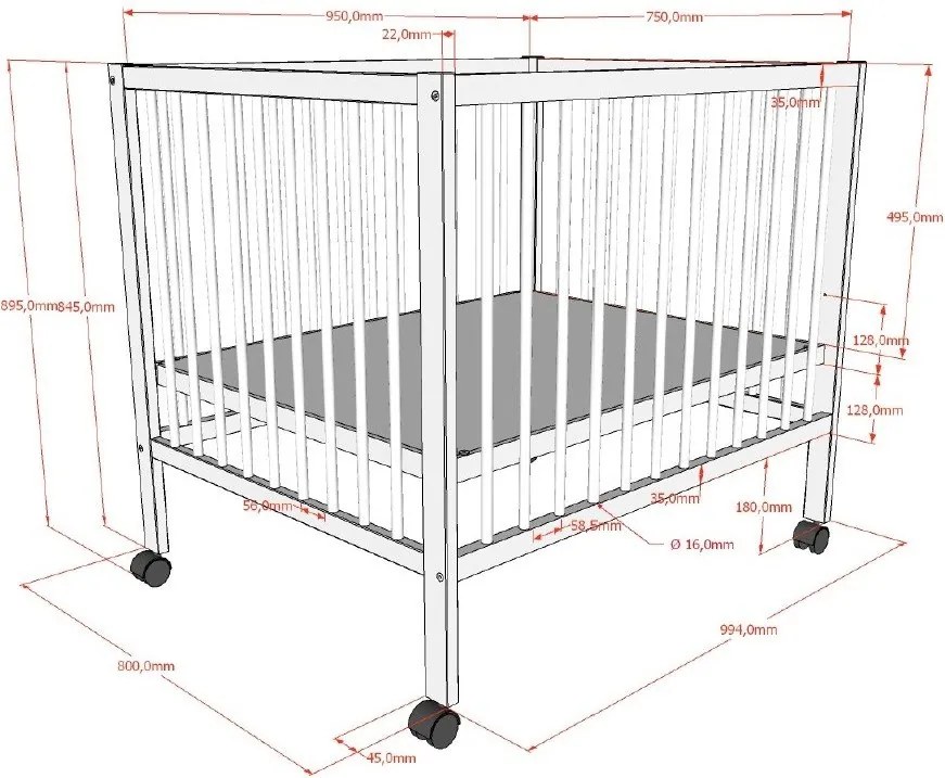 Hnedá detská ohrádka z bukového dreva 95x75 cm Dino – Vipack