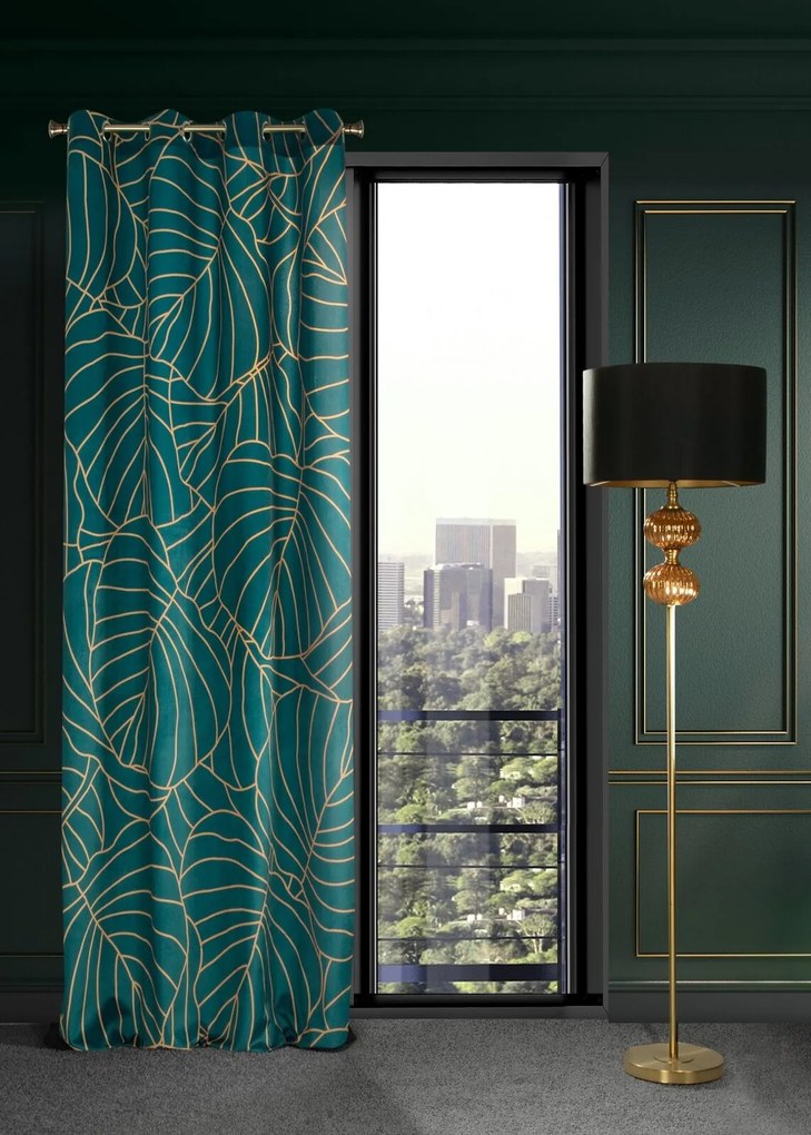 ZATEMŇOVACÍ ZÁVES NA KRÚŽKOCH LIMITED COLLECTION LILI2 140X250 CM TYRKYSOVÁ