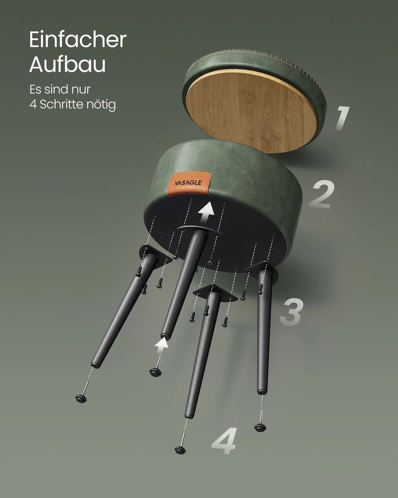 EKHO taburetka, odkladací stolík s úložným priestorom, syntetická koža, zelená