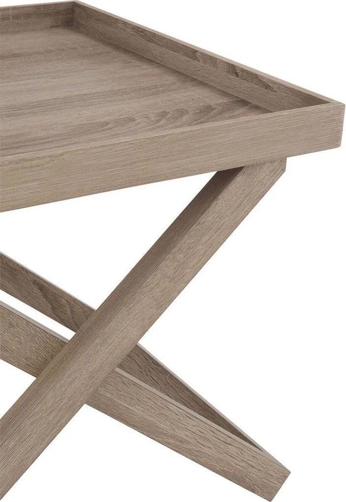 Hnedý drevený odkladací stolík s podnosom Butlertray - 52*52*46cm