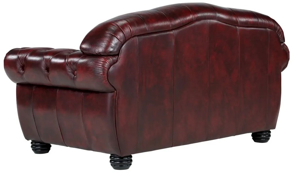 furniture-nabytek.cz - Pohovka Chesterfield Hereford 2-místná z pravé kůže, červená