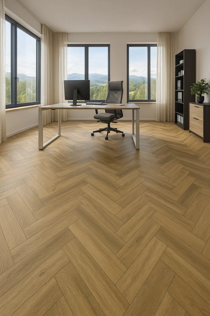 IVC Commercial, PVC podlaha - lino Logitex Ultimate 55 Elias T47, na mieru, šíře 2m,4m, hnedá, filc, chodba / predsieň