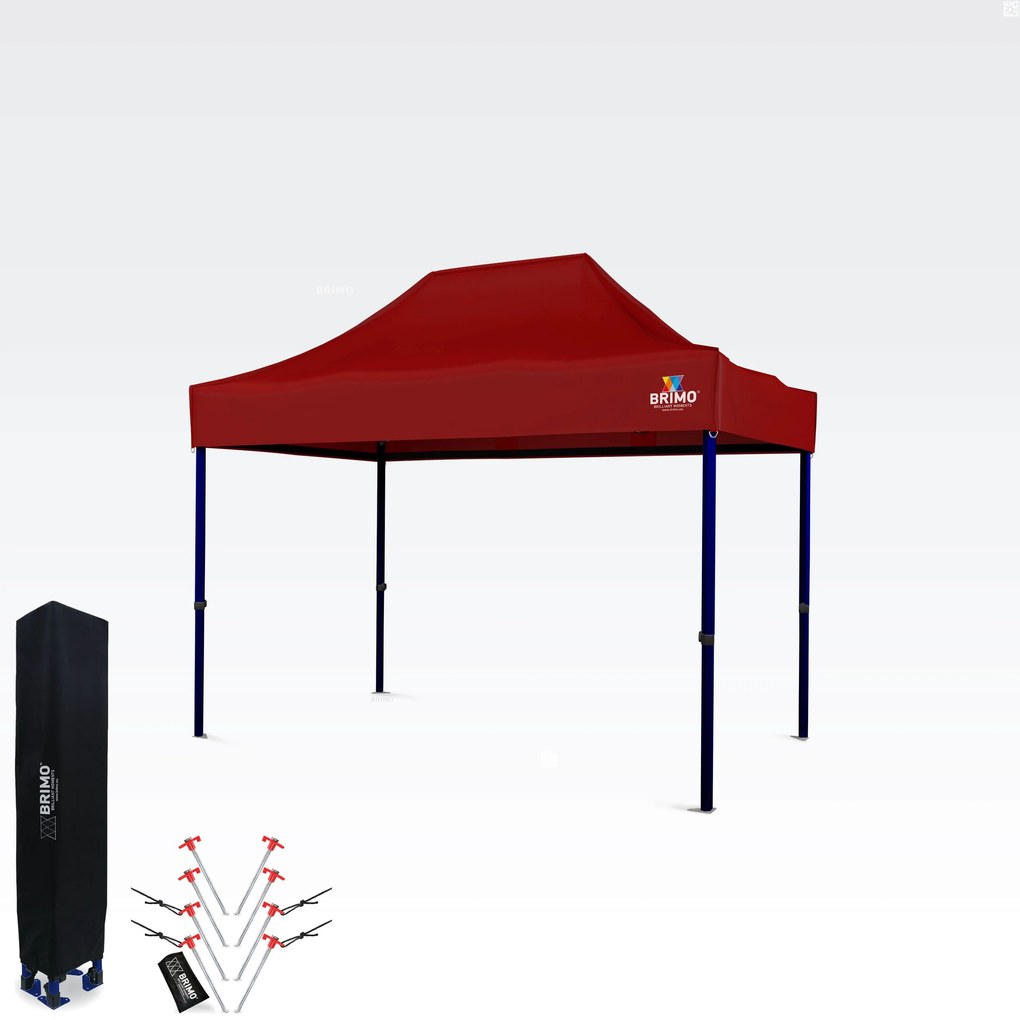 BRIMO Nožnicový párty stan EXCLUSIVE oceľ 2x3 m bez stien červený