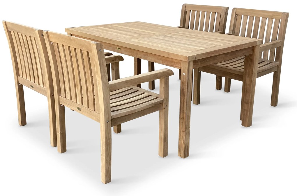 Noela Záhradný teakový set Garden I + 4x kreslo Kingsbury