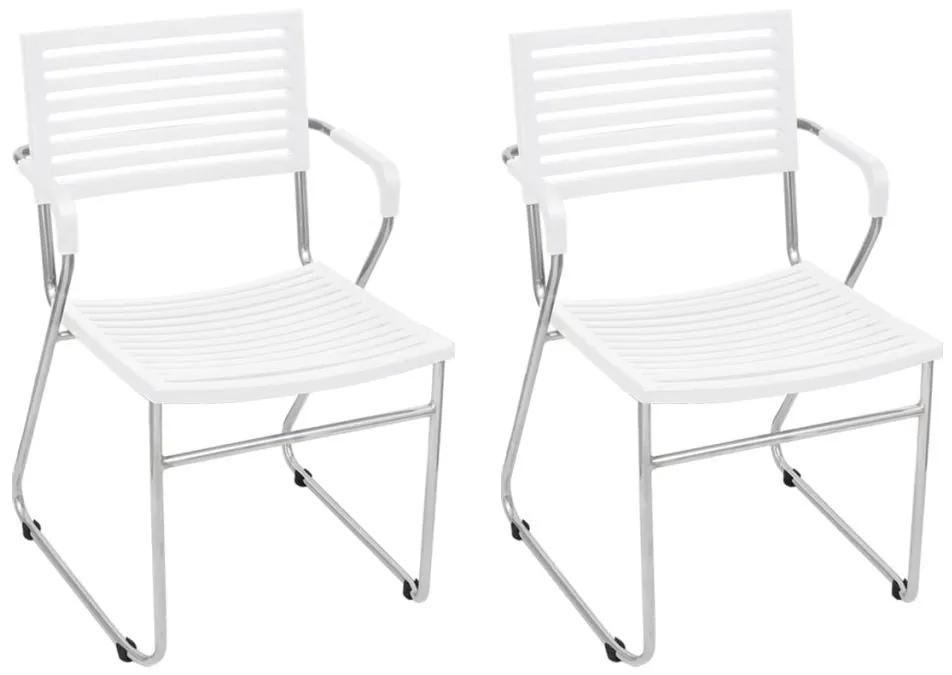 vidaXL Stohovateľné jedálenské stoličky 12 ks, biele, plast