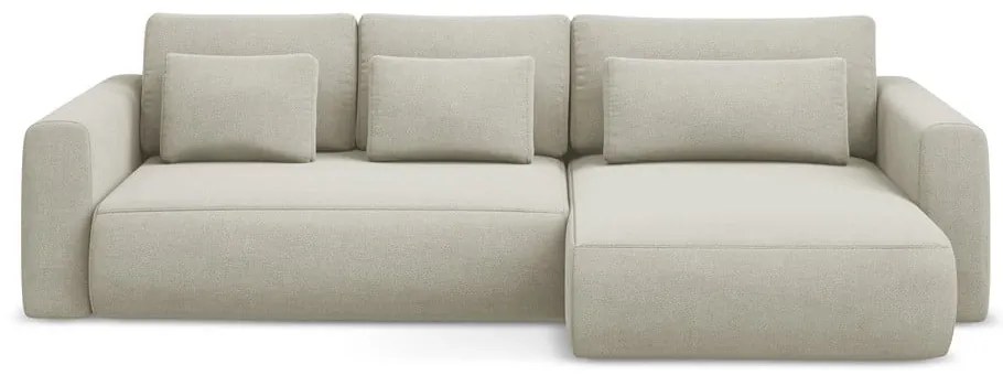 Béžová rozkladacia/s úložným priestorom rohová pohovka (pravý roh/s leňoškou) Kapua – Makamii