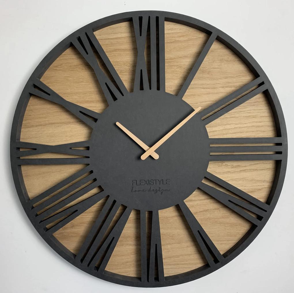 DomTextilu Luxusné drevené hodiny s priemerom 50cm ROMAN LOFT  41223-190050