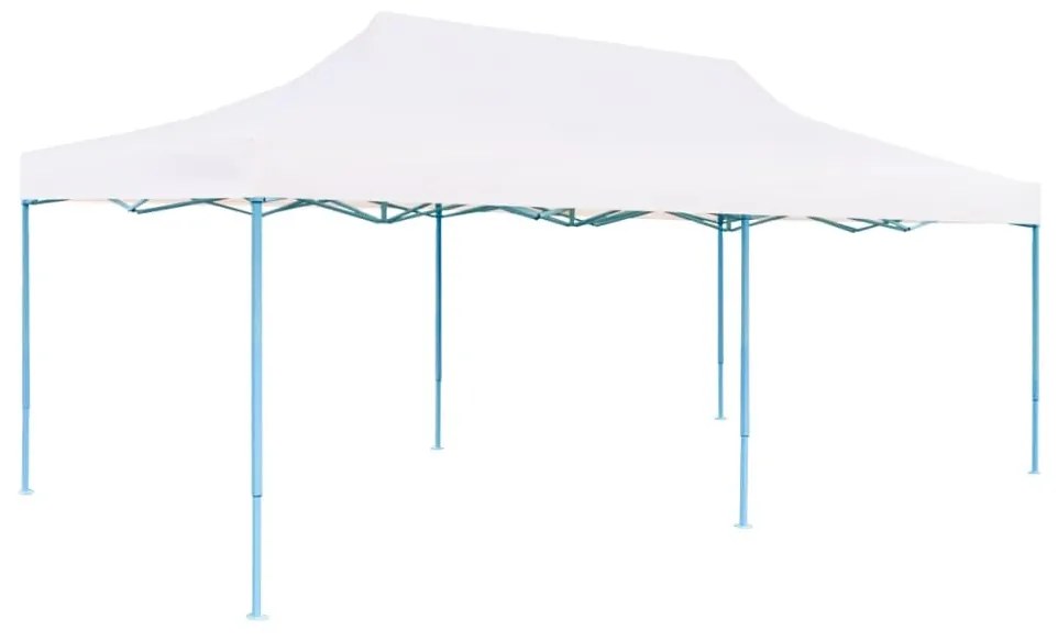vidaXL Skladací párty stan s bočnými stenami 3x6 m oceľový biely