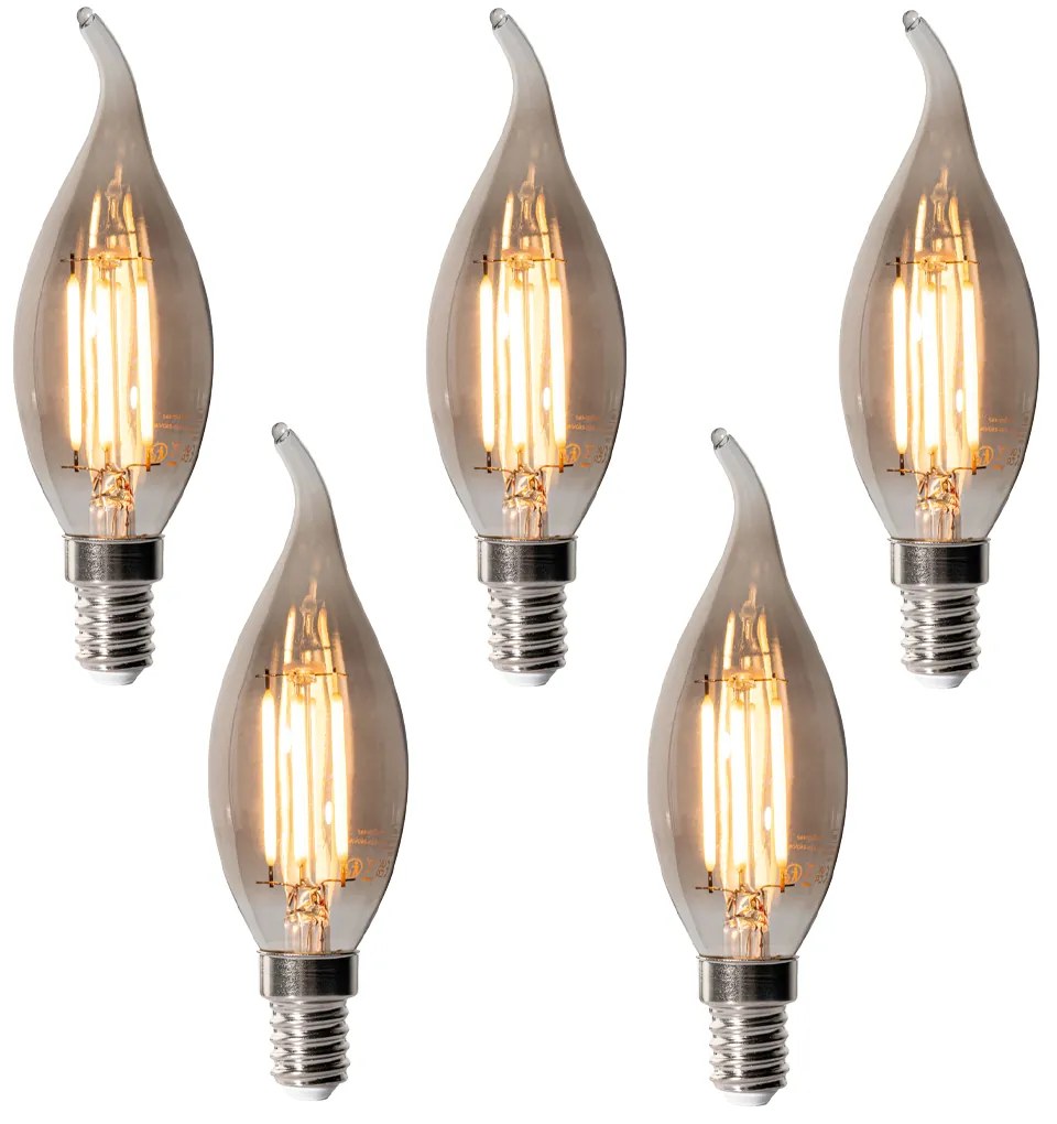 Sada 5 stmievateľných LED žiaroviek E14 BXS35 dymové 4W 300 lm 2200K