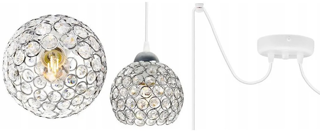 Závesné svietidlo Crystal Spider, 2x strieborné krištáľové tienidlo, (chrómové uchytenie), w