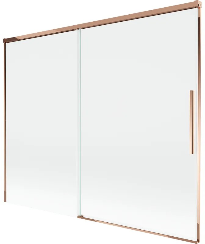 Mexen Rox, 2-krídlová posuvná vaňová zástena 190 x 150 cm, 8mm číre sklo, ružové zlato profil, 8C9-190-001-60-00