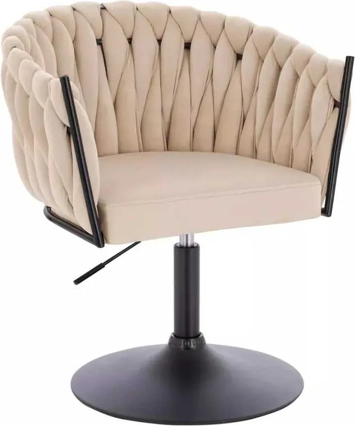 LuxuryForm DESIGN Stolička NORDEN VELUR na čiernom tanieri - krémová