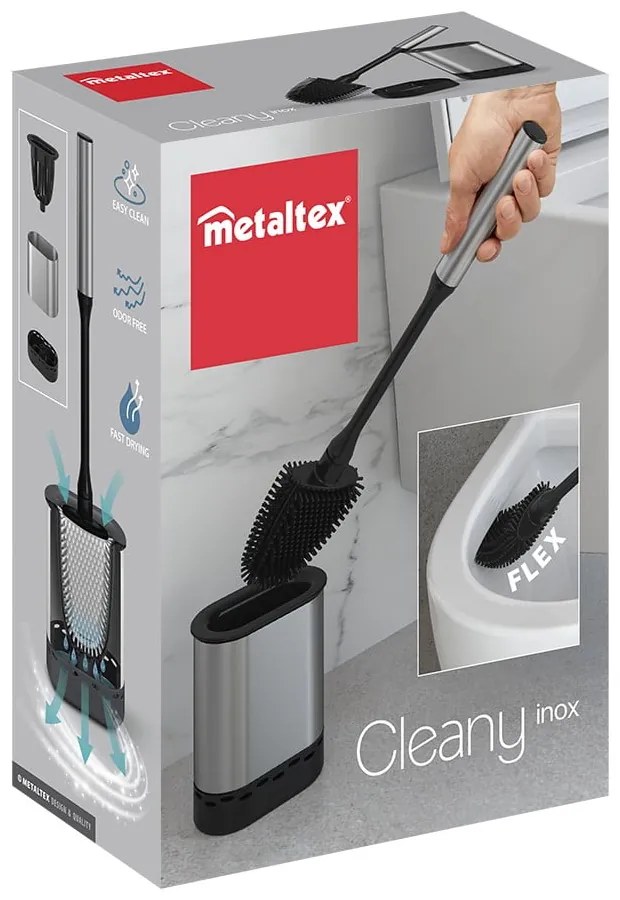 Tmavosivá WC kefa z nehrdzavejúcej ocele Cleany – Metaltex