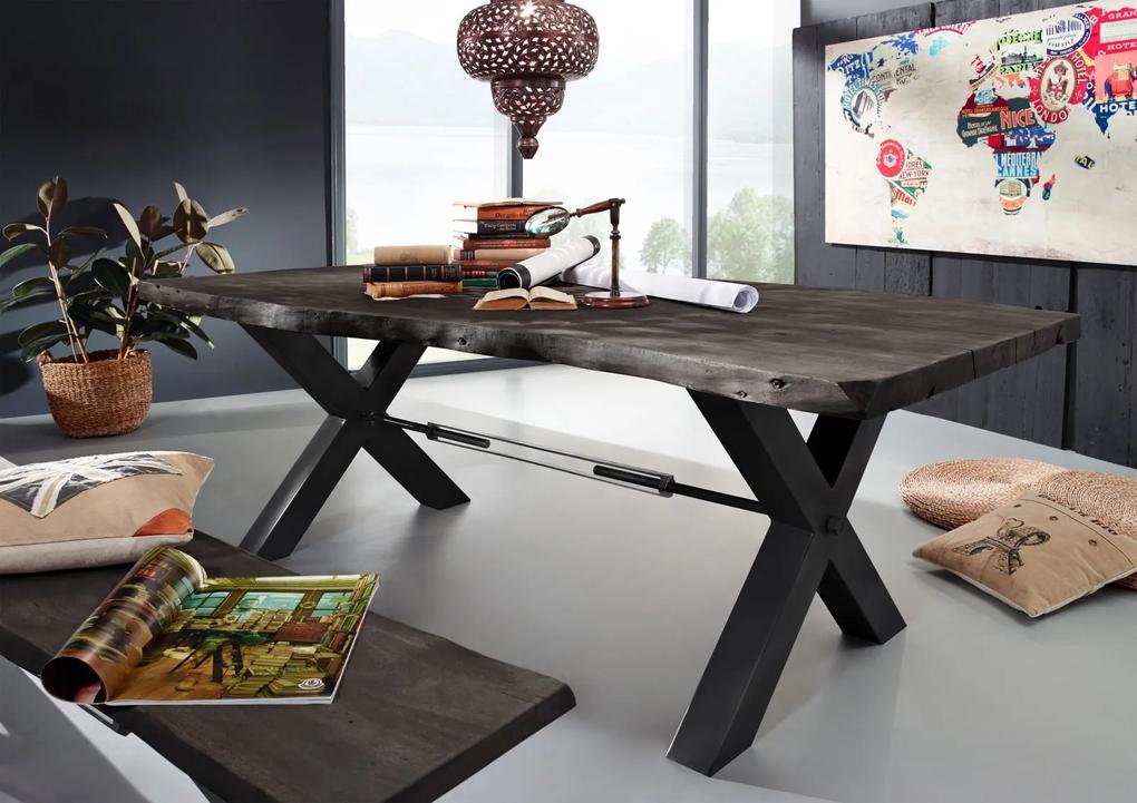 Bighome - DARKNESS Jedálenský stôl 180x110 cm - čierne nohy, sivá, akácia