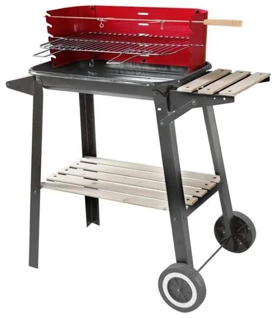 Gril na drevené uhlie 83x45x87cm červený