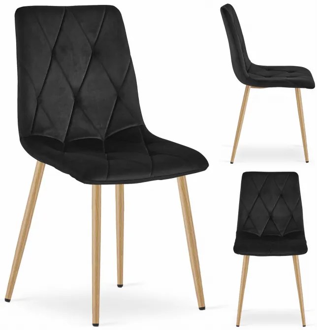 Jedálenská stolička LIBRA zamatová čierna / drevené nohy
