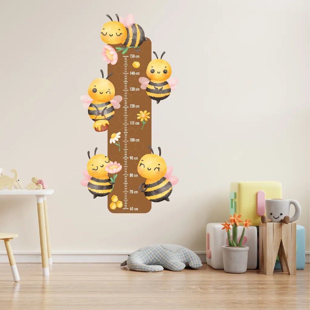 60x120cm Detský meter - Včielky - textilná nálepka na stenu