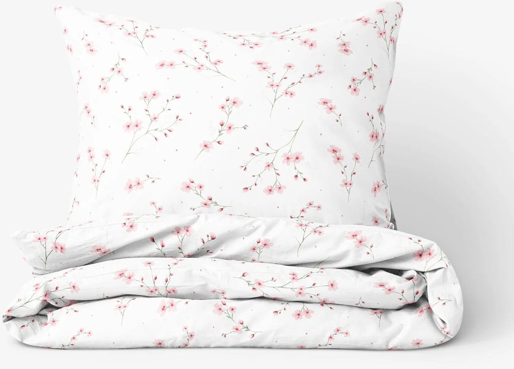 Goldea bavlnené posteľné obliečky - kvitnúce sakury 200 x 200 a 2ks 70 x 90 cm