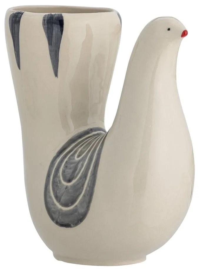 Krémová ručne maľovaná váza z kameniny (výška 19 cm) Trudy – Bloomingville