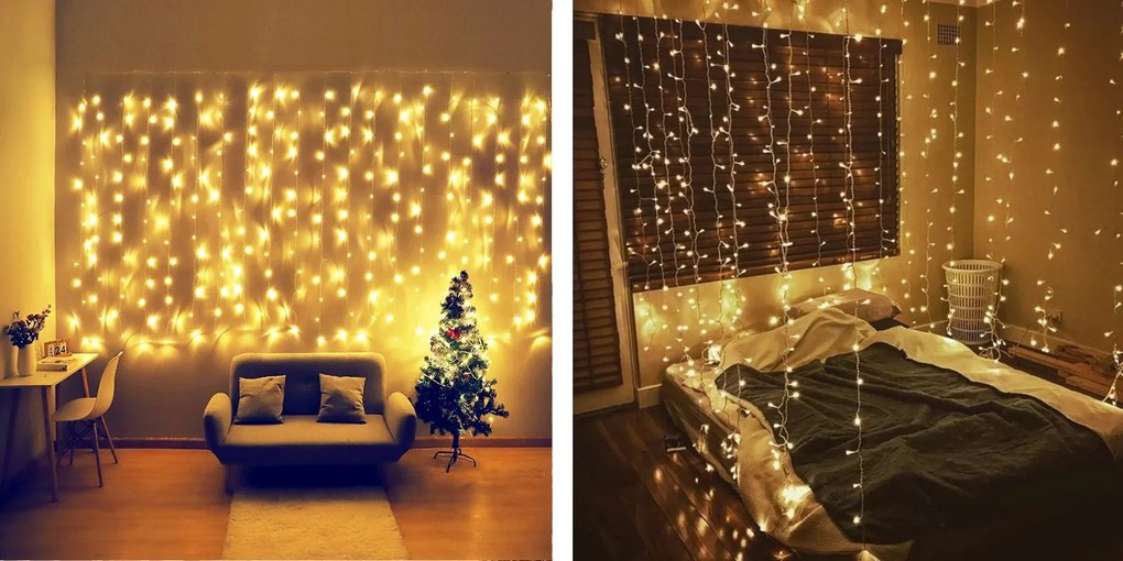 Tutumi Tutumi, LED záves 300 diód 3x3m GL2001, teplé biele svetlo, CHR-00316