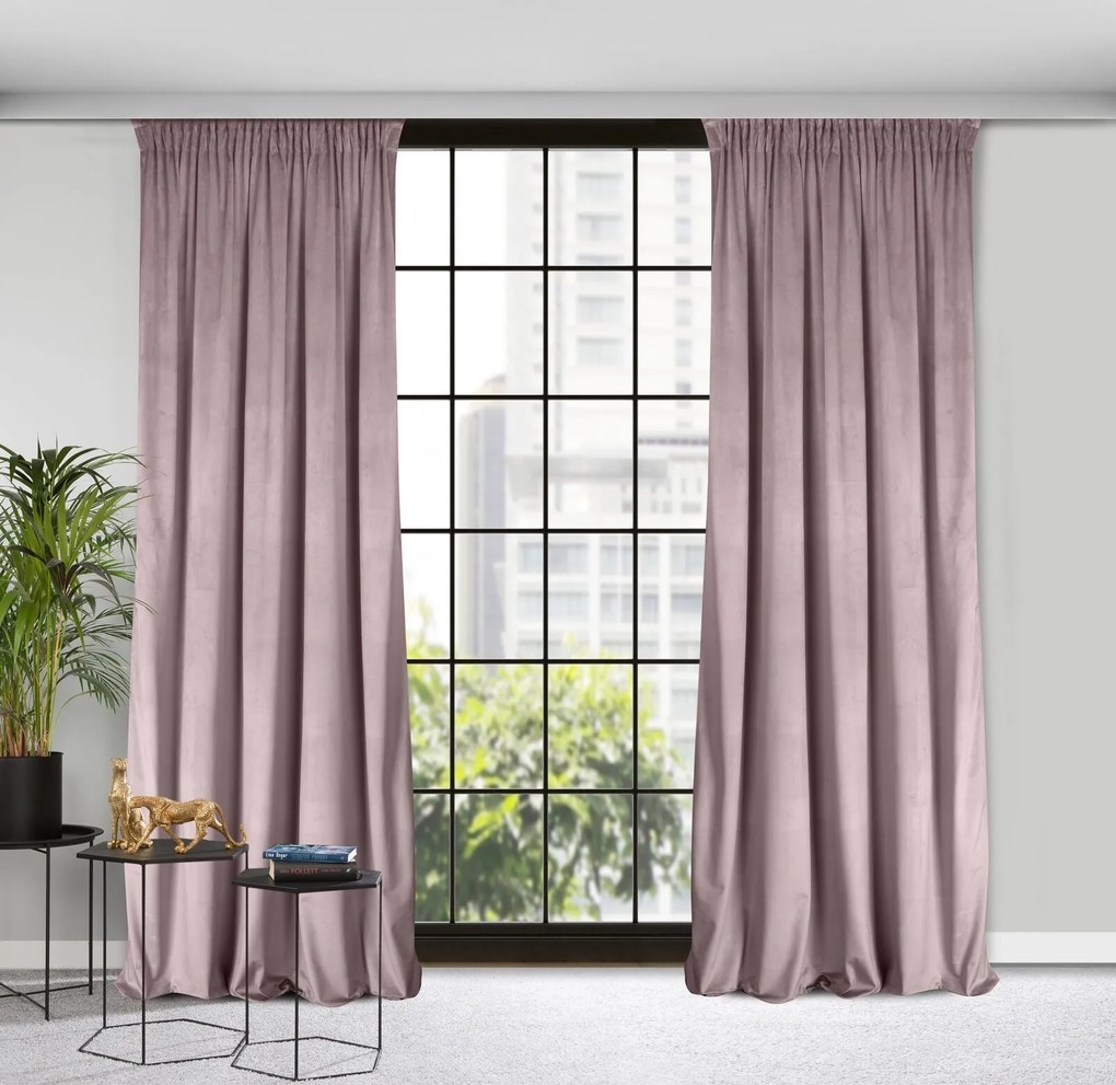 ZATEMŇOVACÍ ZÁVES NA KRÚŽKOCH MELANIE 140X250 CM PÚDROVO RUŽOVÁ