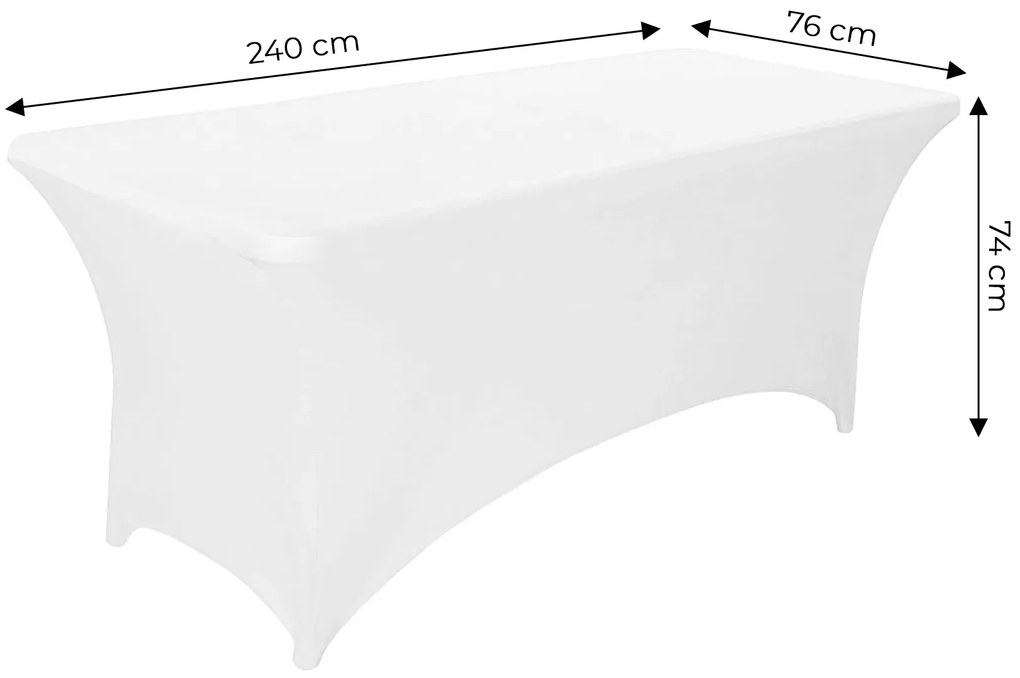 Univerzálny obrus na cateringový stôl 240 cm, biely elastický, MultiGarden