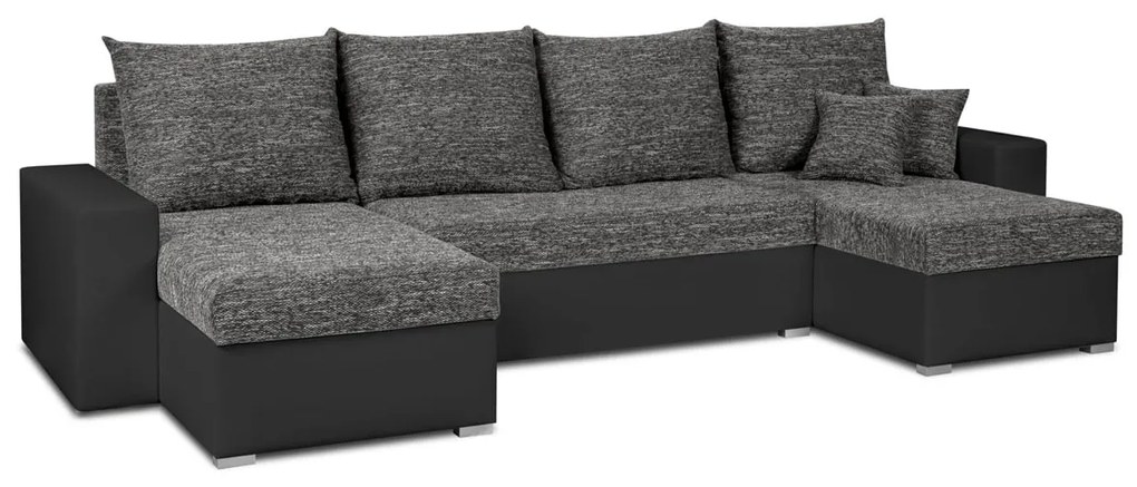 Rohová sedacia súprava s funkciou spania LEO-U Sivá/čierna