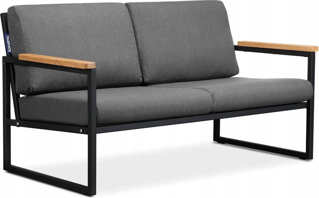 Kovová záhradná lavička Záhradná pohovka čierna/sivá Konsimo Tribo loft