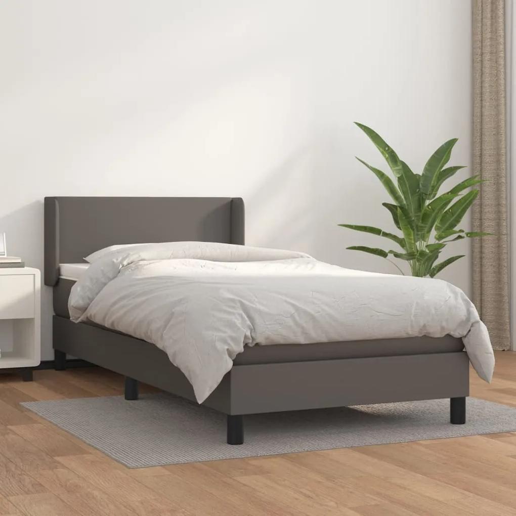 Boxspring posteľ s matracom sivá 90x200 cm umelá koža 3130641
