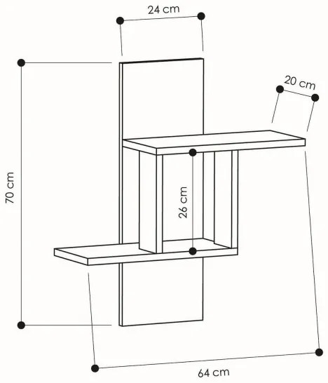 Nástenná polica MILL 70x64 cm antracit