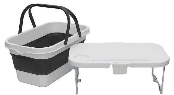 Platinet Skladací kempingový piknikový košík s vekom 2v1 biela/šedá PL0629