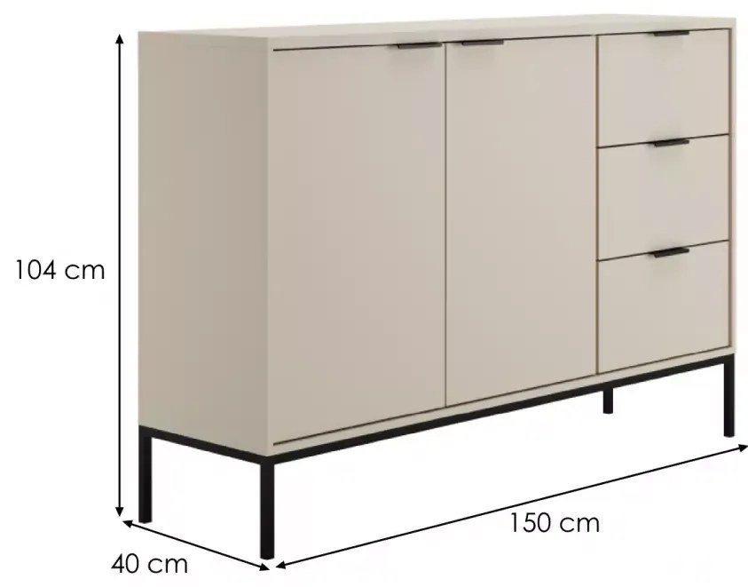 Komoda Austin 150 cm kašmír/čierna