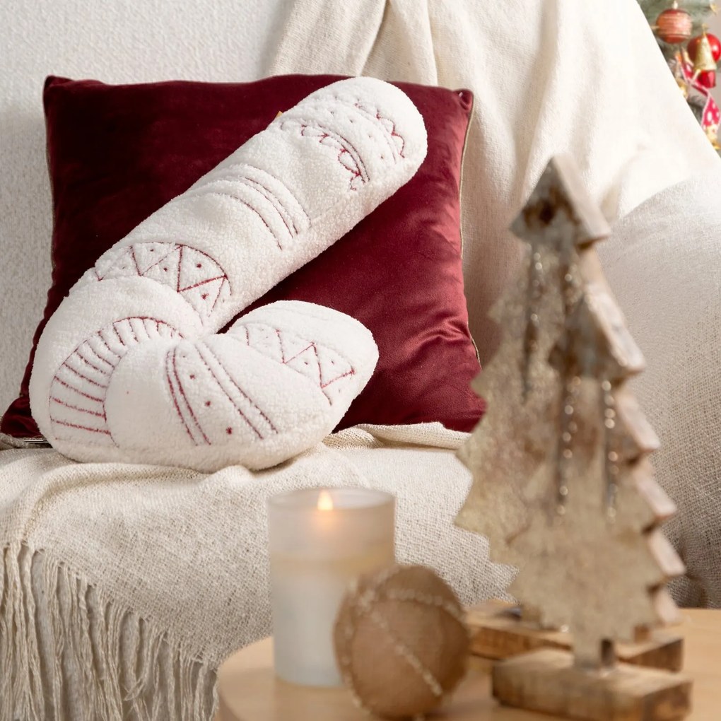 VIANOČNÝ DEKORAČNÝ VANKÚŠ LOLLIPOP 27X46 CM ČERVENÁ