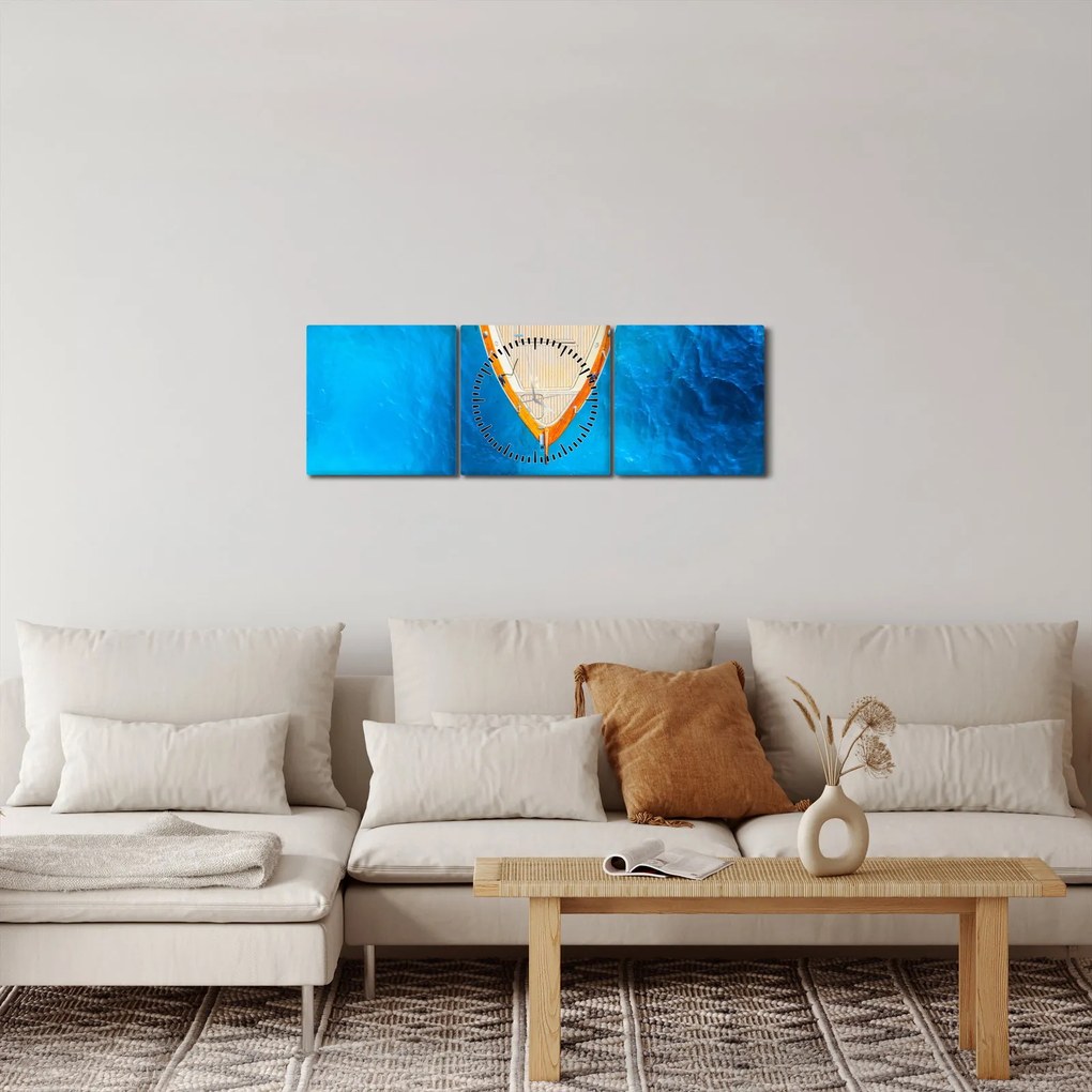 Obraz - Letná loď (s hodinami) (90x30 cm)