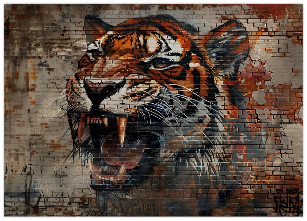 Obraz - Tiger z tehál (70x50 cm)